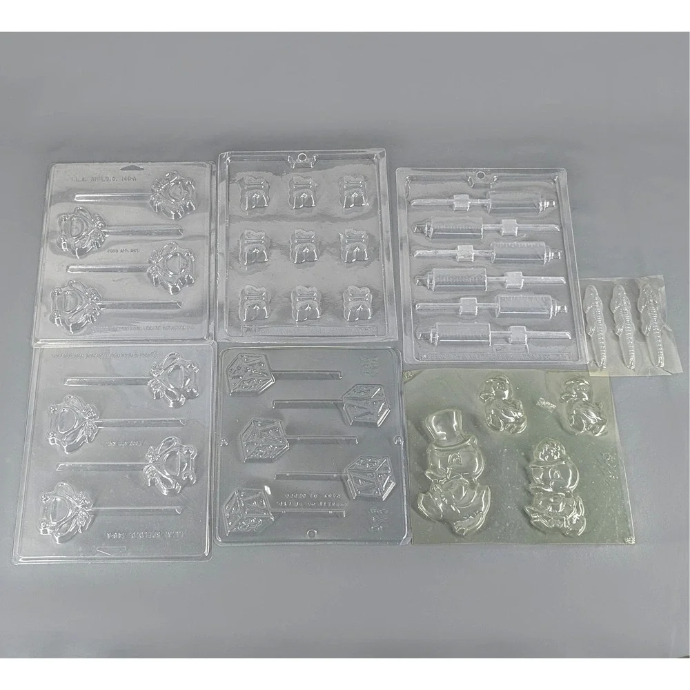 Vintage Plastic Chocolate Candy Mold Lot Butterfly Frog Syringe Block Croc